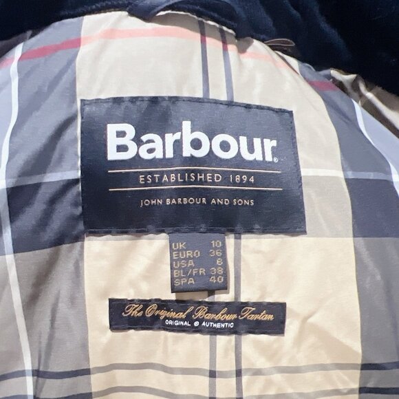 Barbour Tulip Corduroy Trim Quilted Coat Jacket Navy Blue Size US 6 MSRP$465 - Picture 8 of 8